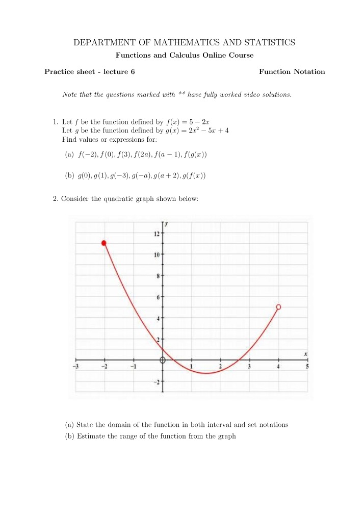 Practice Sheet for Lecture 6