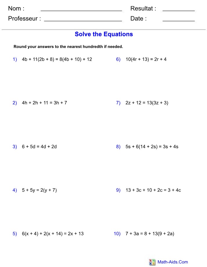 Solving Equations with Variables - Step-by-Step Solutions
