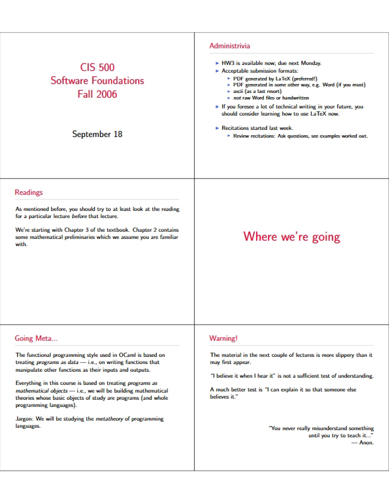 Software Foundations Course Notes