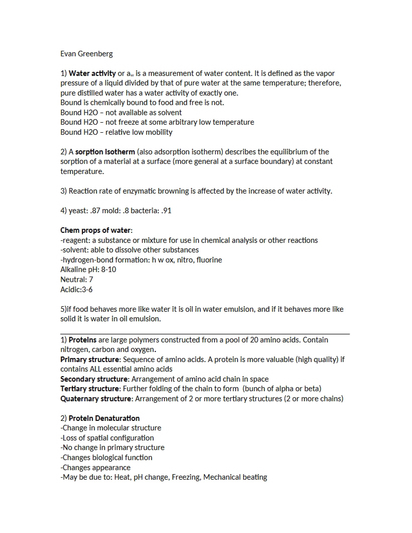Food Science Notes