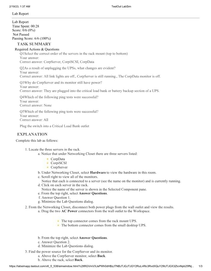 Lab Report - Server Rack Power Troubleshooting