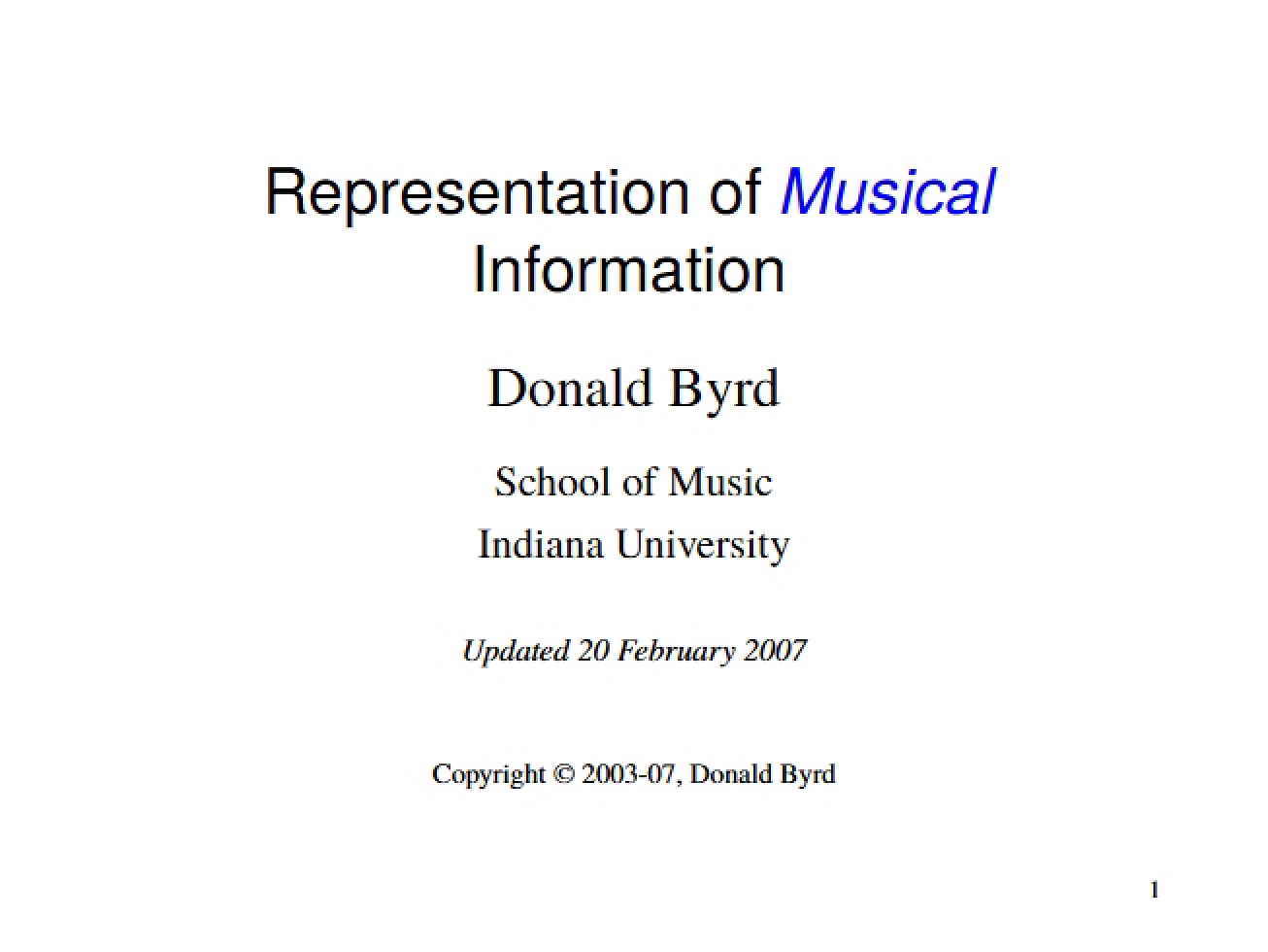 Representing Information in Music