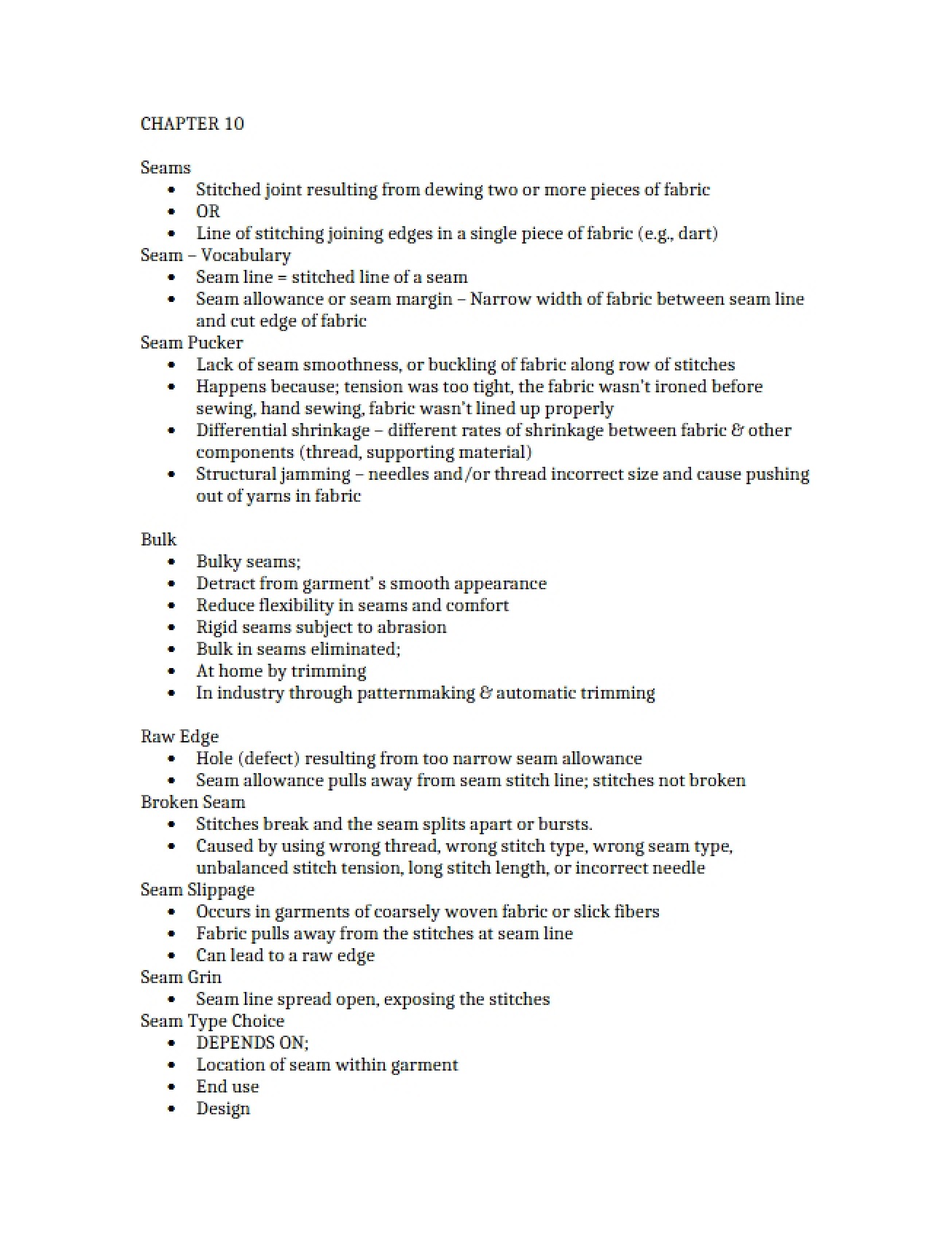Apparel Analysis Chapter 10