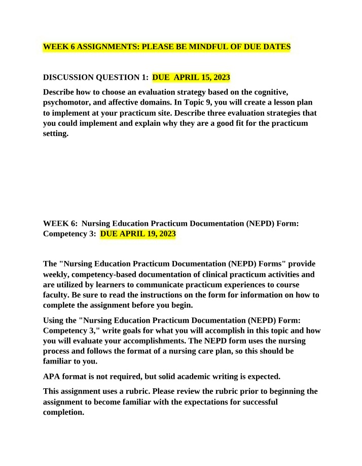 Evaluation Strategies for Nursing Education Practicum