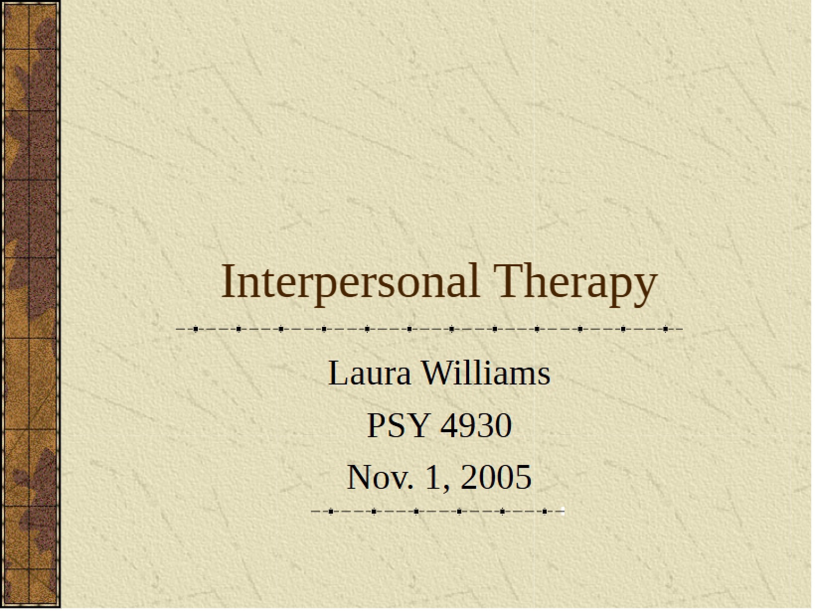 Therapy (Interpersonal)