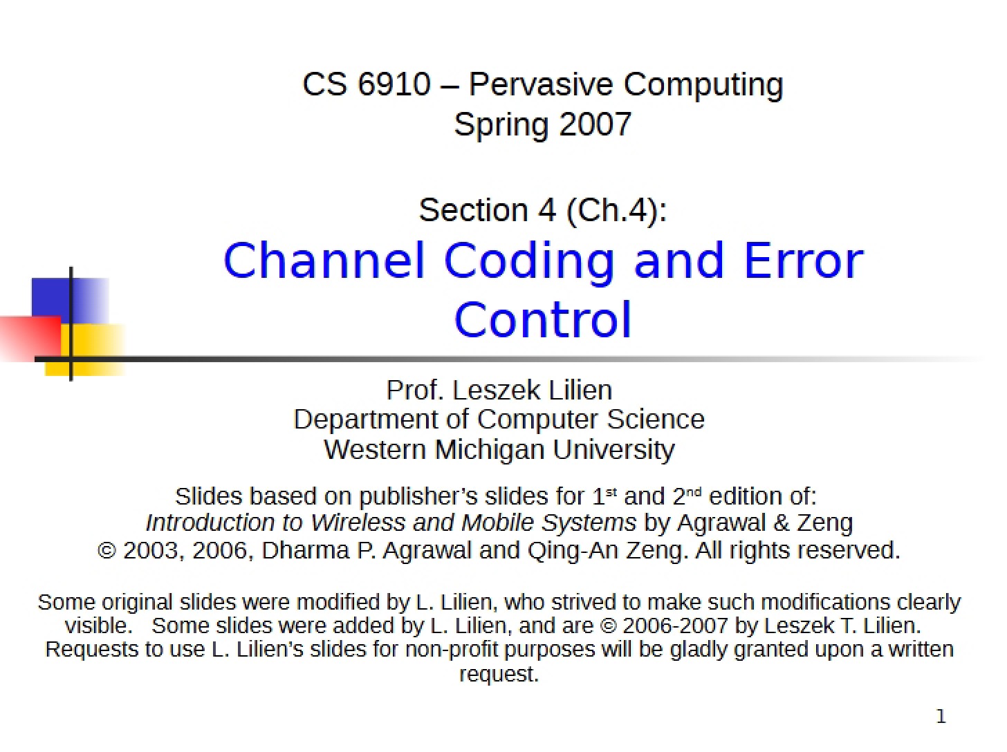 Error Control and Channel Coding