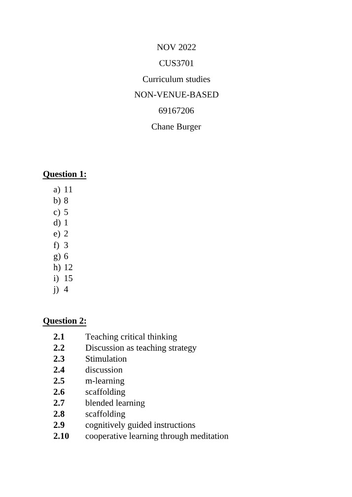Critical Thinking Strategies - Stimulation and Discussion