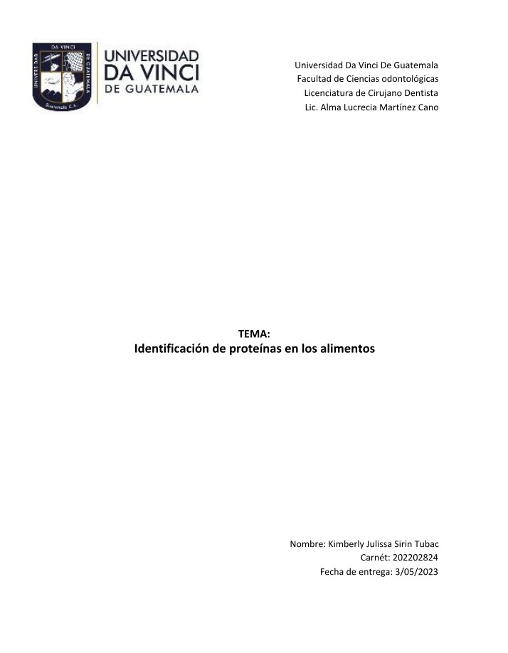 Proteínas en Alimentos - Identificación