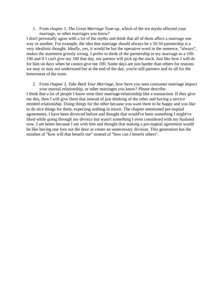 Marriage Myths - FAML 110 Assignment