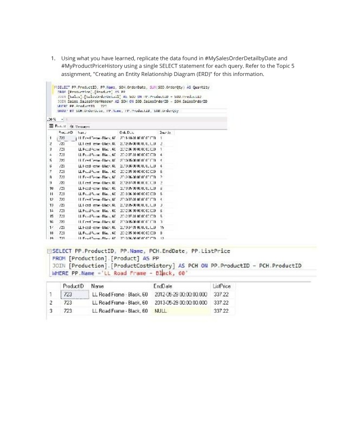 MySalesOrderDetailbyDate and MyProductPriceHistory Data Replication Assignment