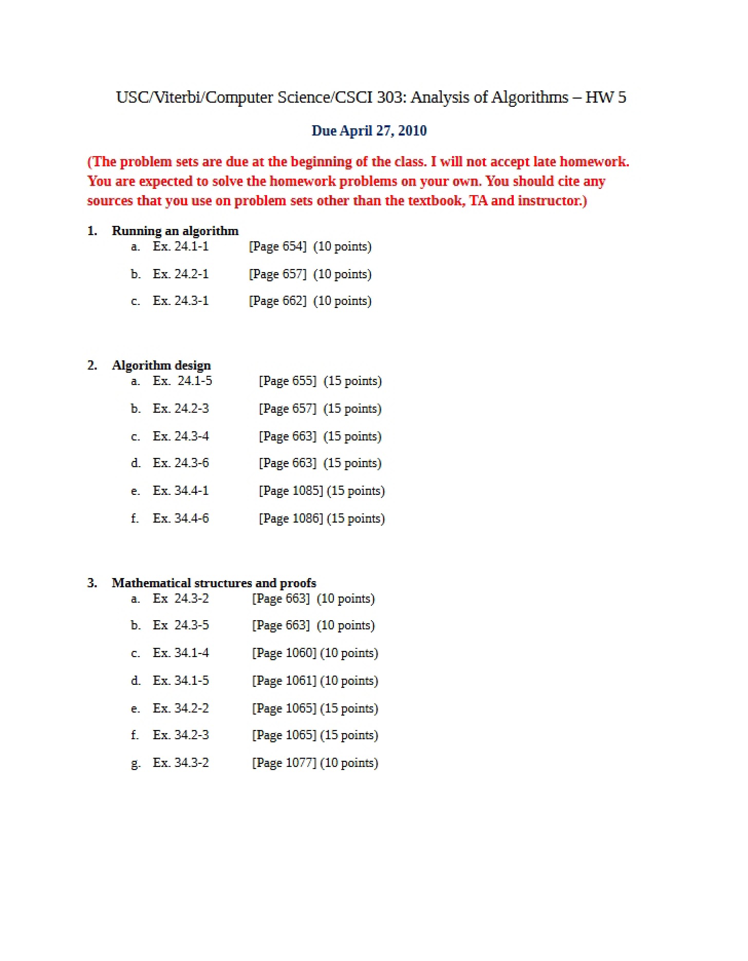 Homework 05 for CSCI 303