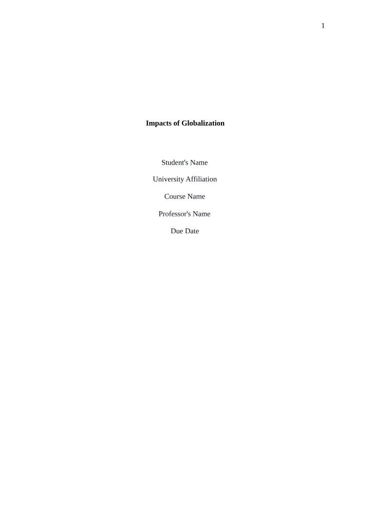 The Impacts of Globalization