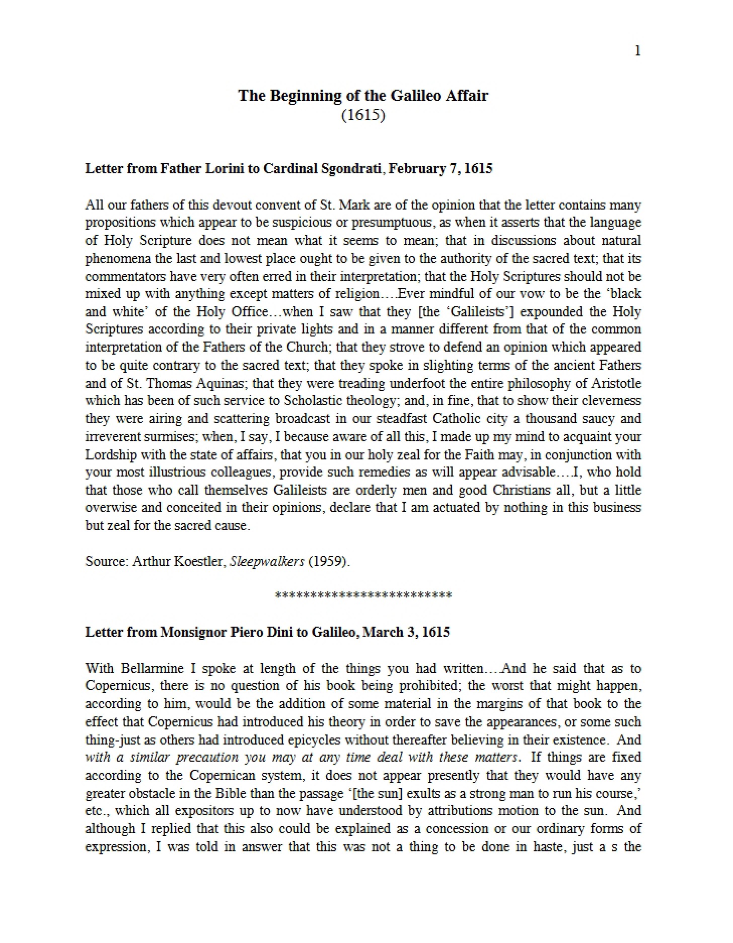 1615 Galileo Affair