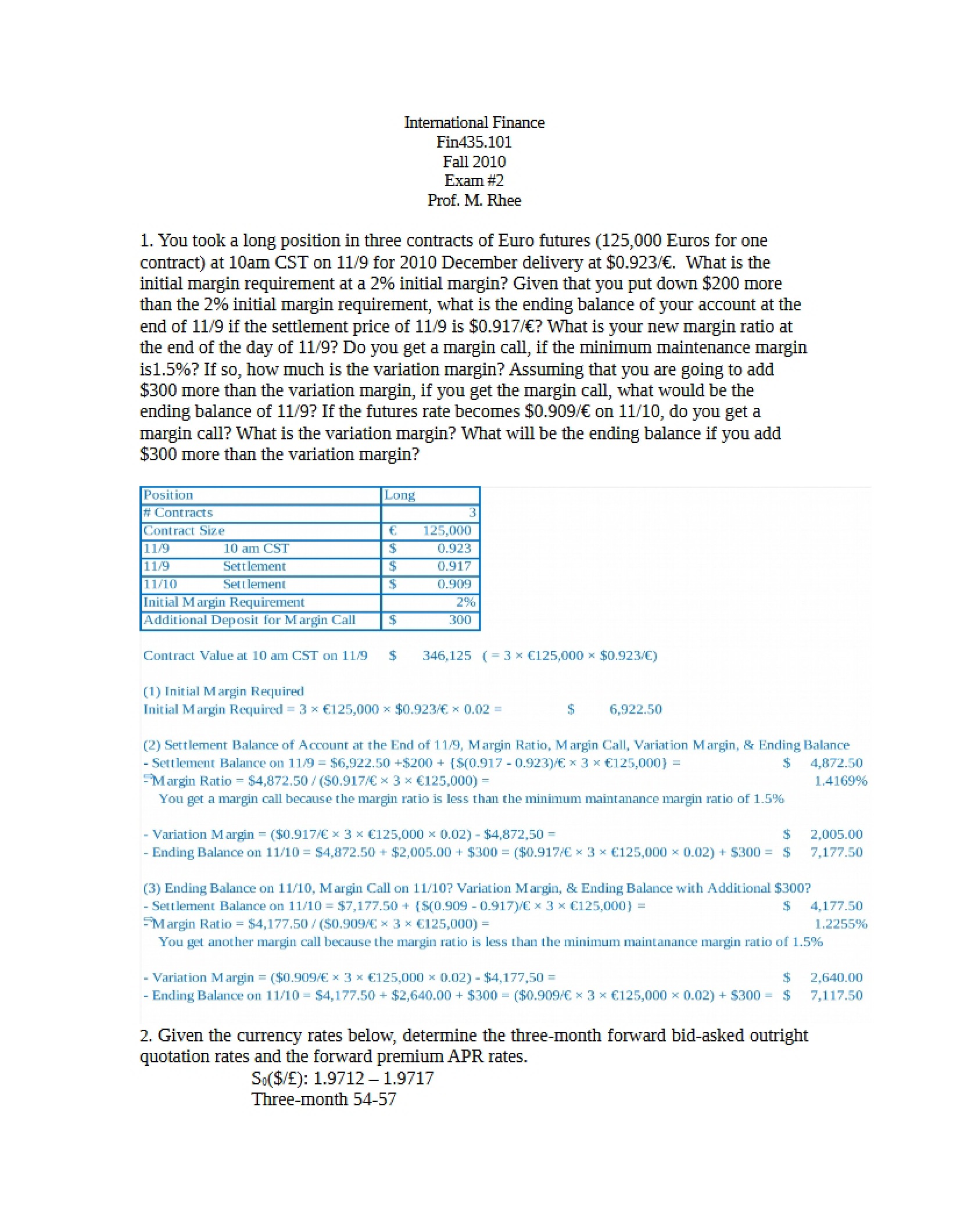 International Finance Exam 2