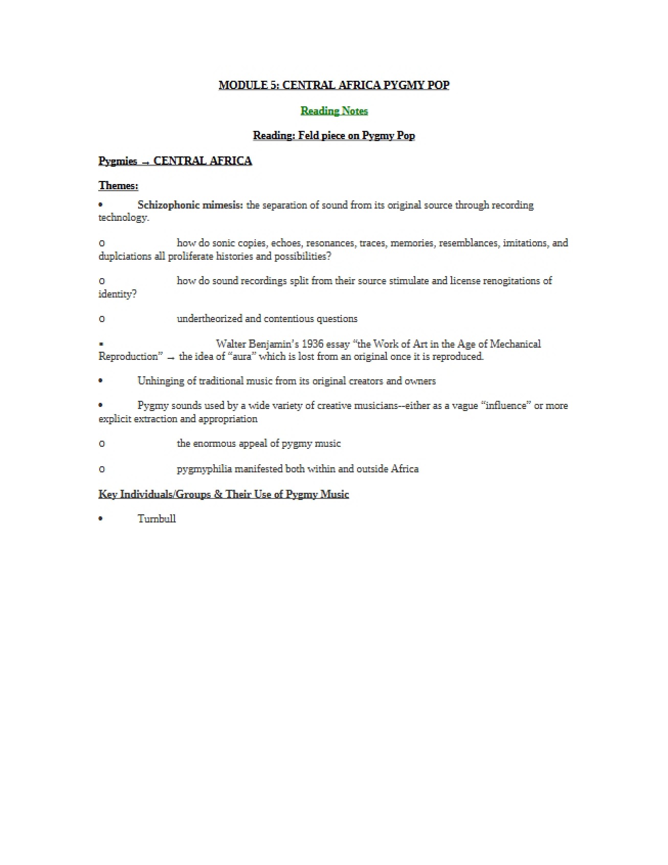 Module Five Central Africa Pygmy Pop