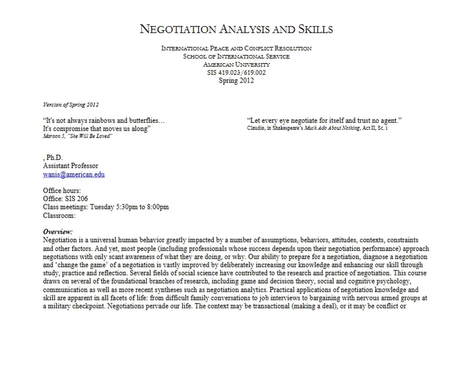 Analytic Skills for Negotiation