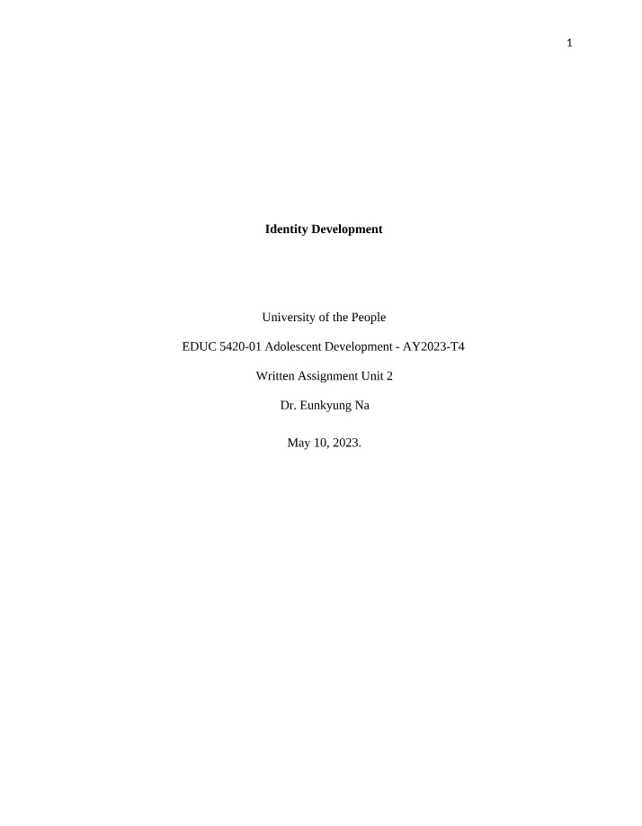 Identity Development in Adolescence