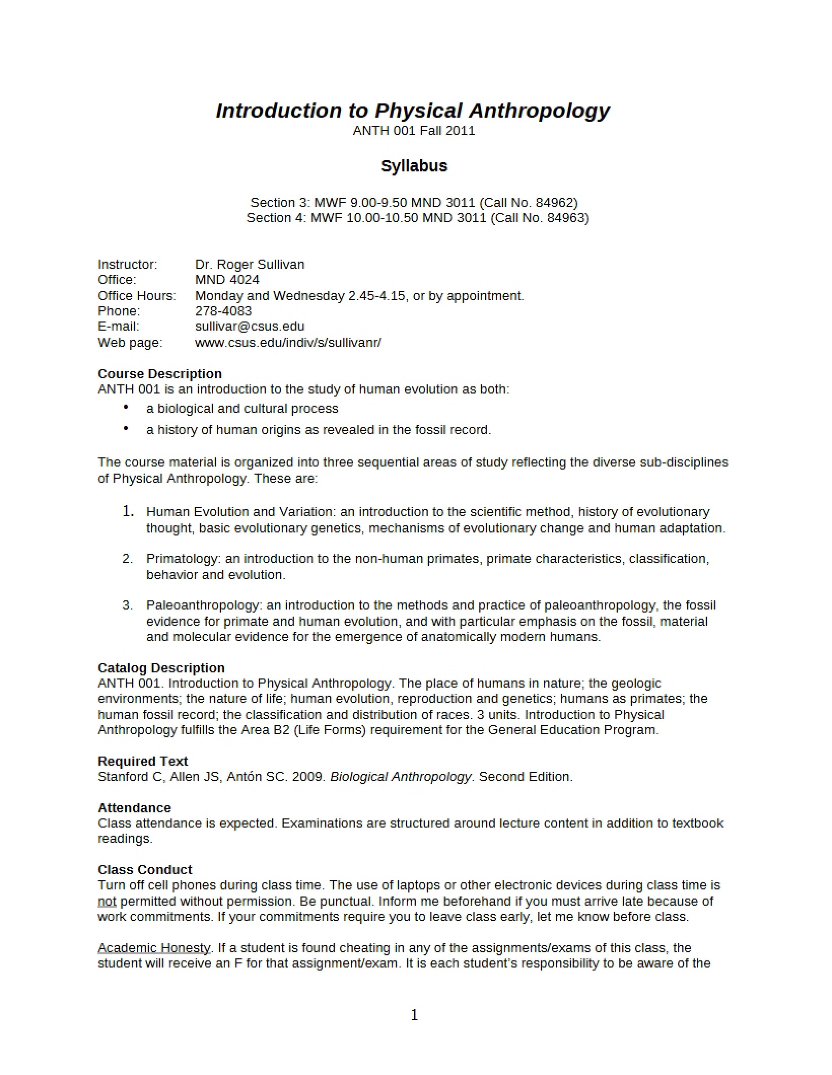 Biological Anth Syllabus