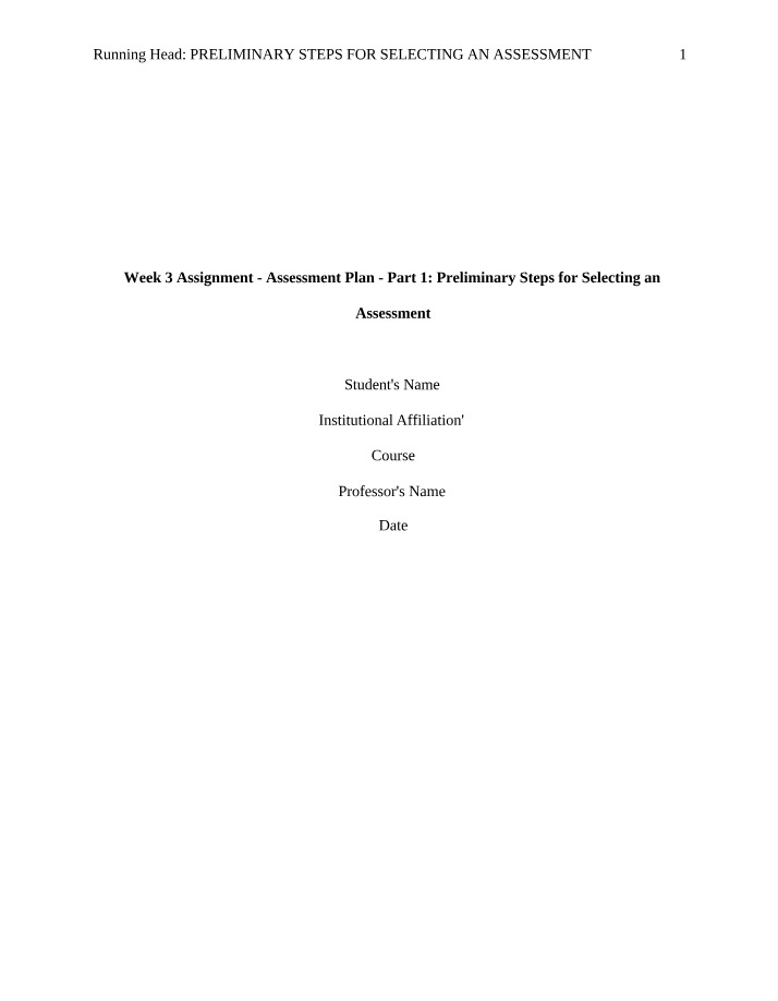 Preliminary Steps for Selecting Assessment Techniques