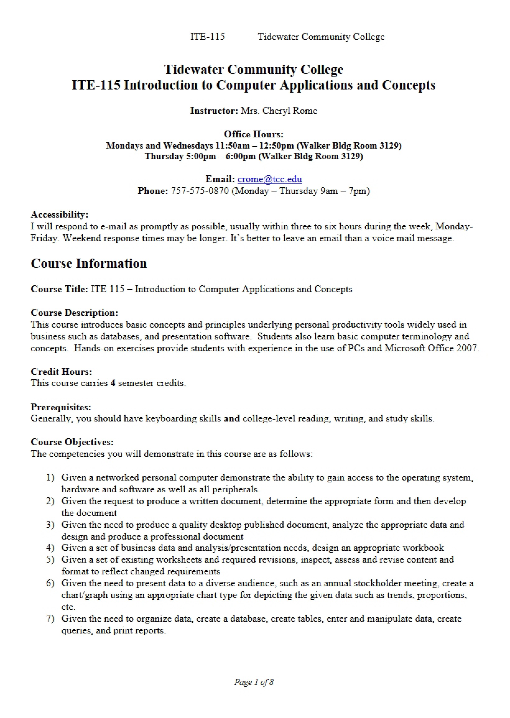 Syllabus Computer Applications and Concepts