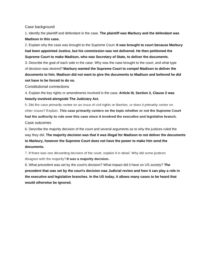 Marbury v. Madison - Analysis and Case Background