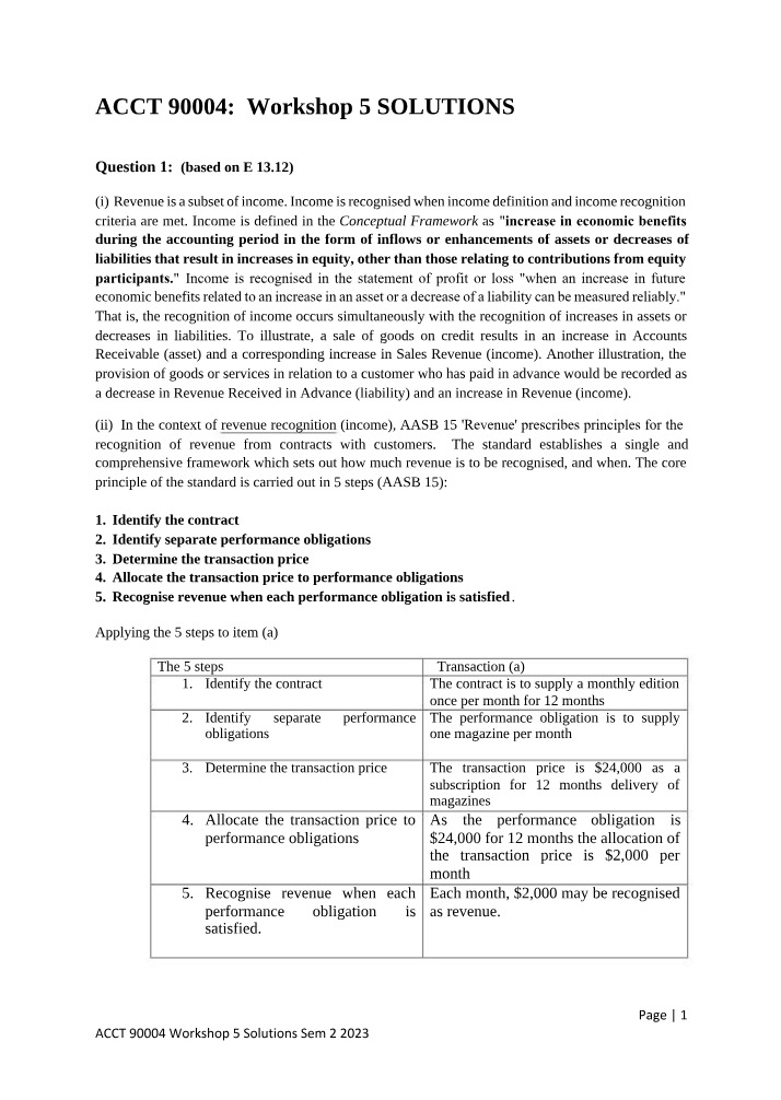 Workshop 5 - Solutions