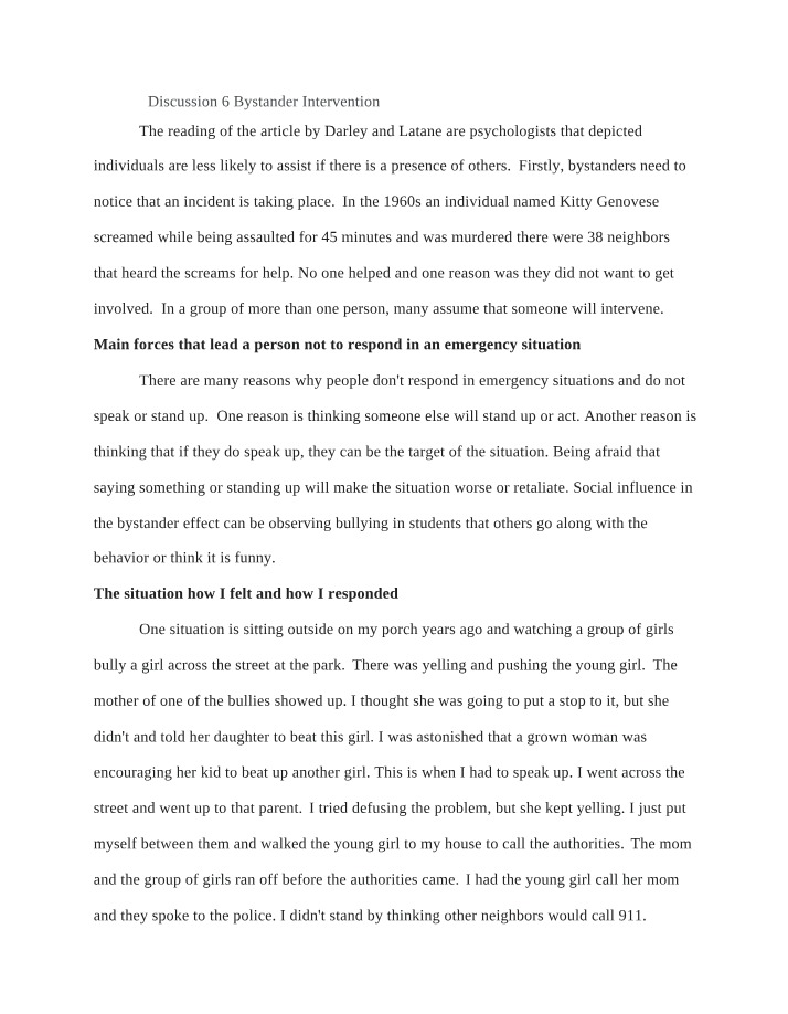 Bystander Intervention - Reasons for Non-Response