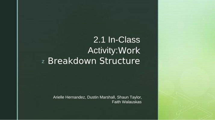 Work Breakdown Structure - In-Class Activity 2.1
