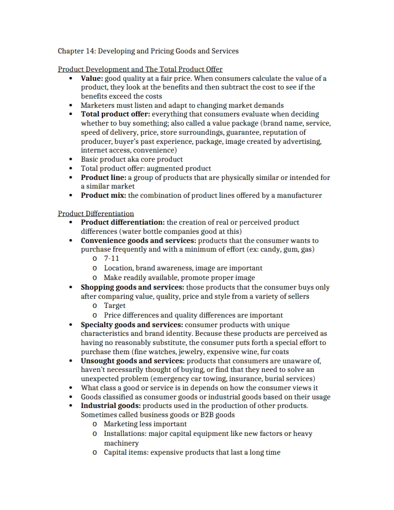Goods and Services Pricing and Developing Chapter Fourteen