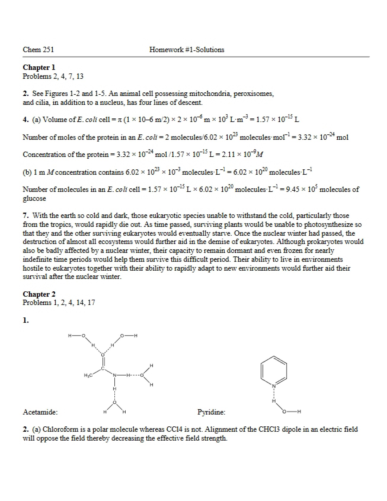 Solutions for First Problem Set