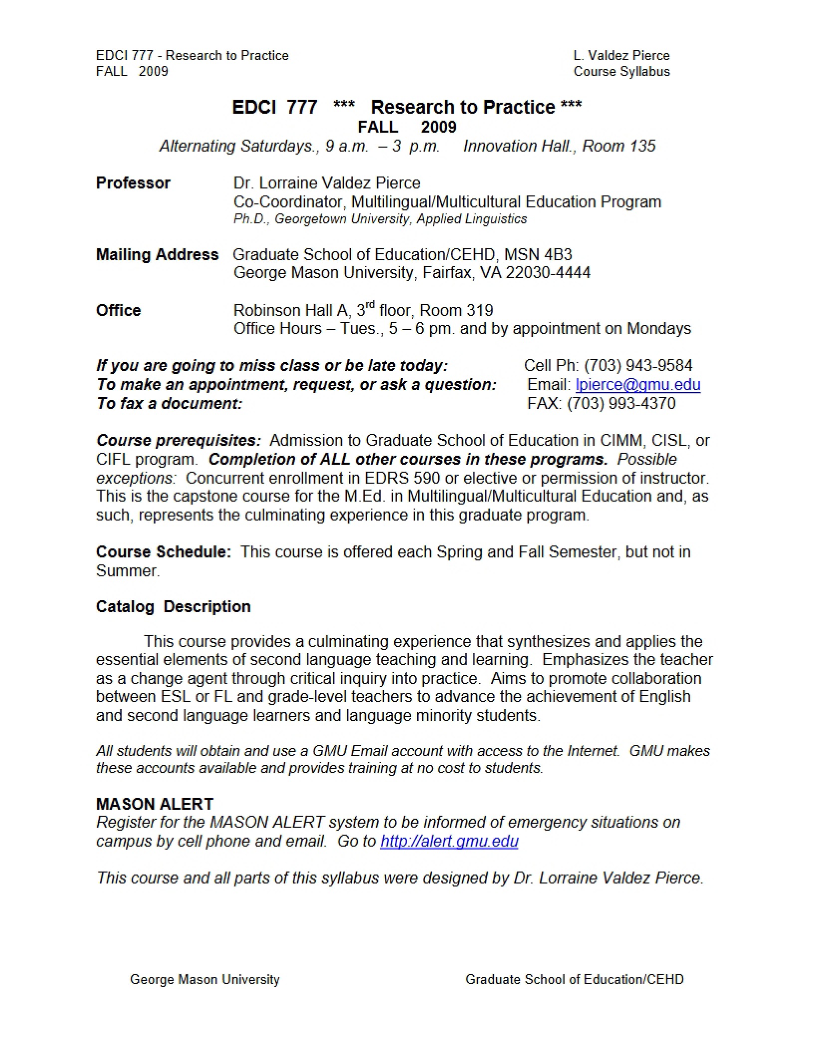 Research to Practice Course Syllabus
