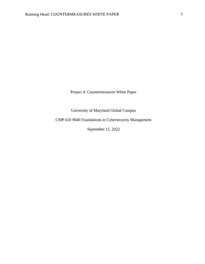 White Paper on Countermeasures