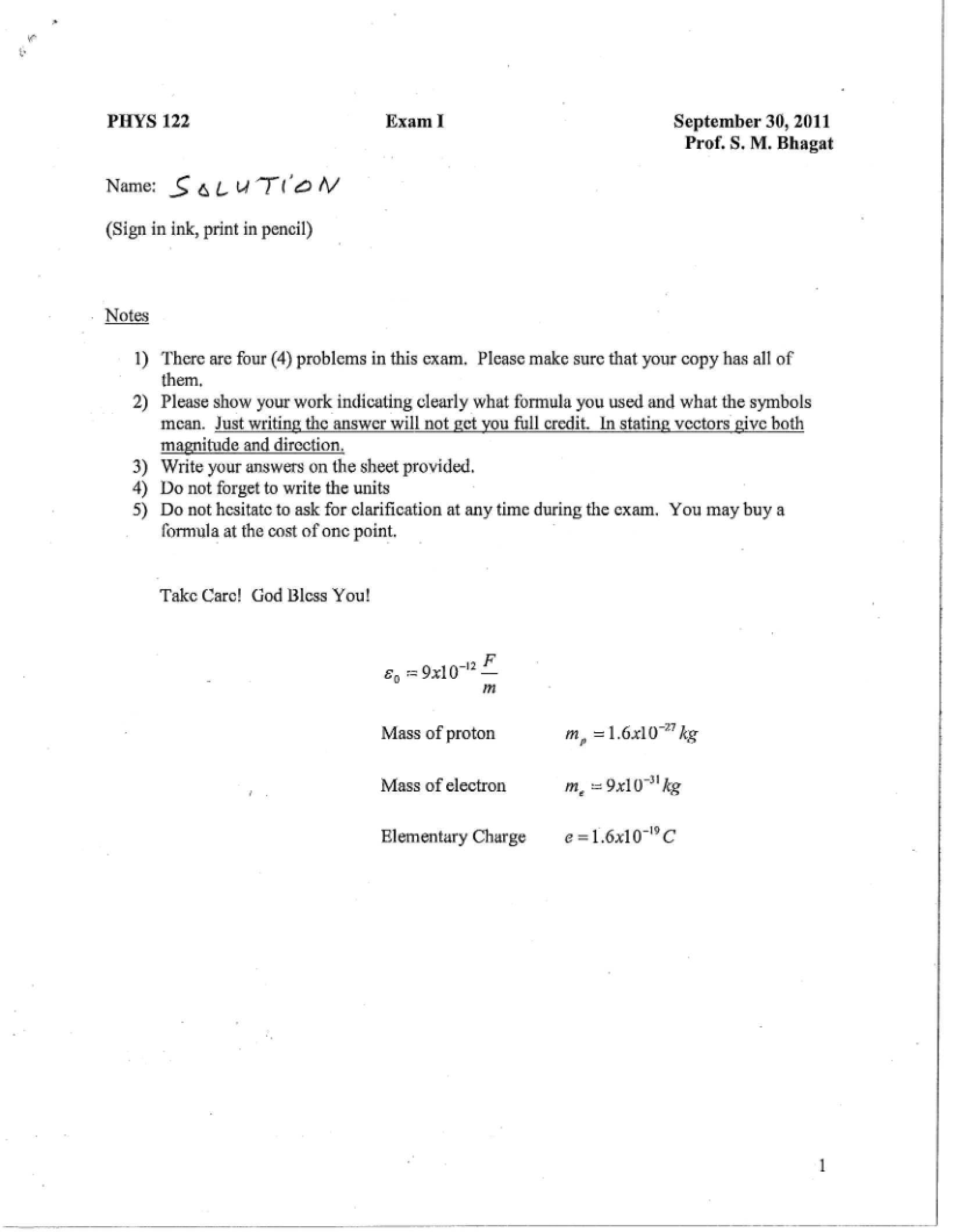 Examination I