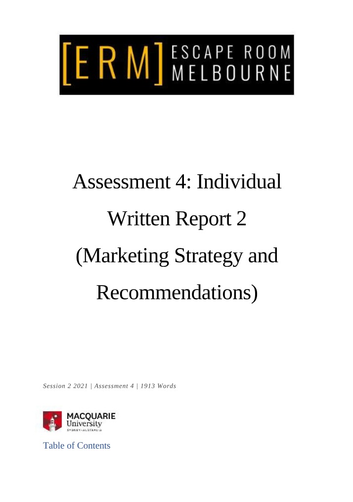 Assessment 4 for Consumer Behaviour