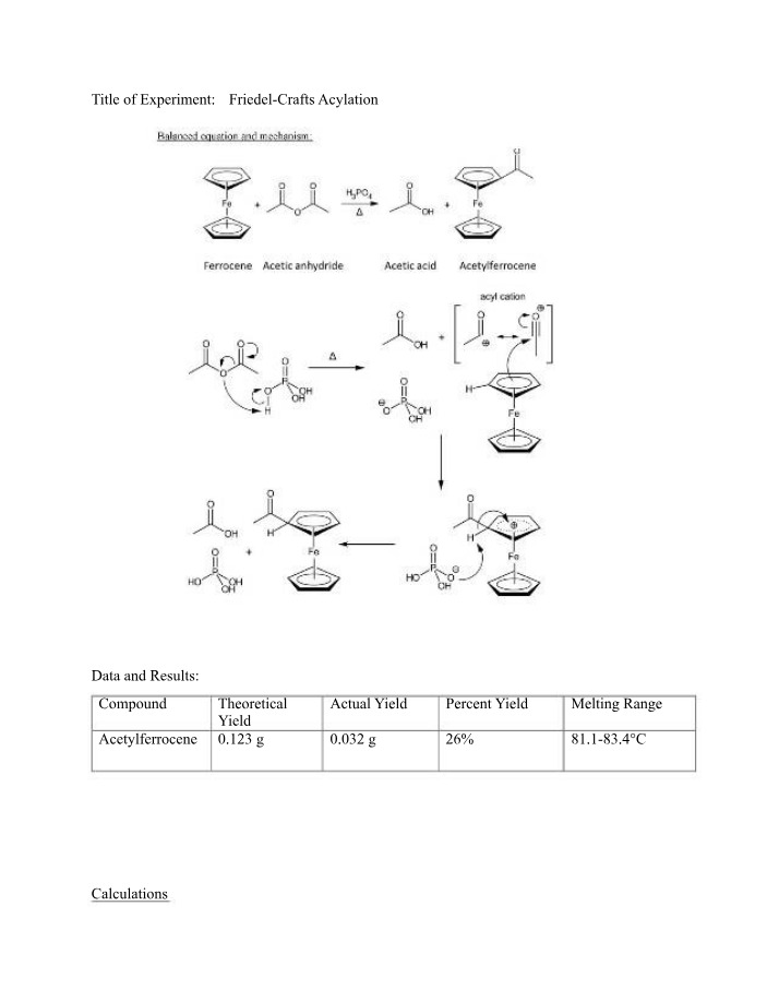 Acetylferrocene Synthesis using Friedel-Crafts Acylation