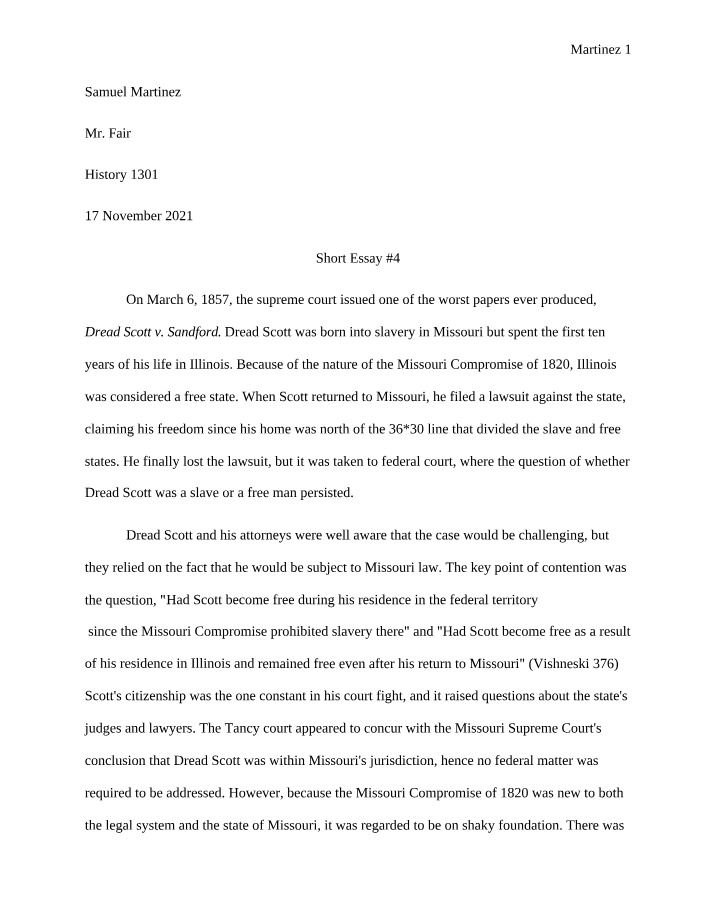 Impact of the Dred Scott v. Sandford Decision