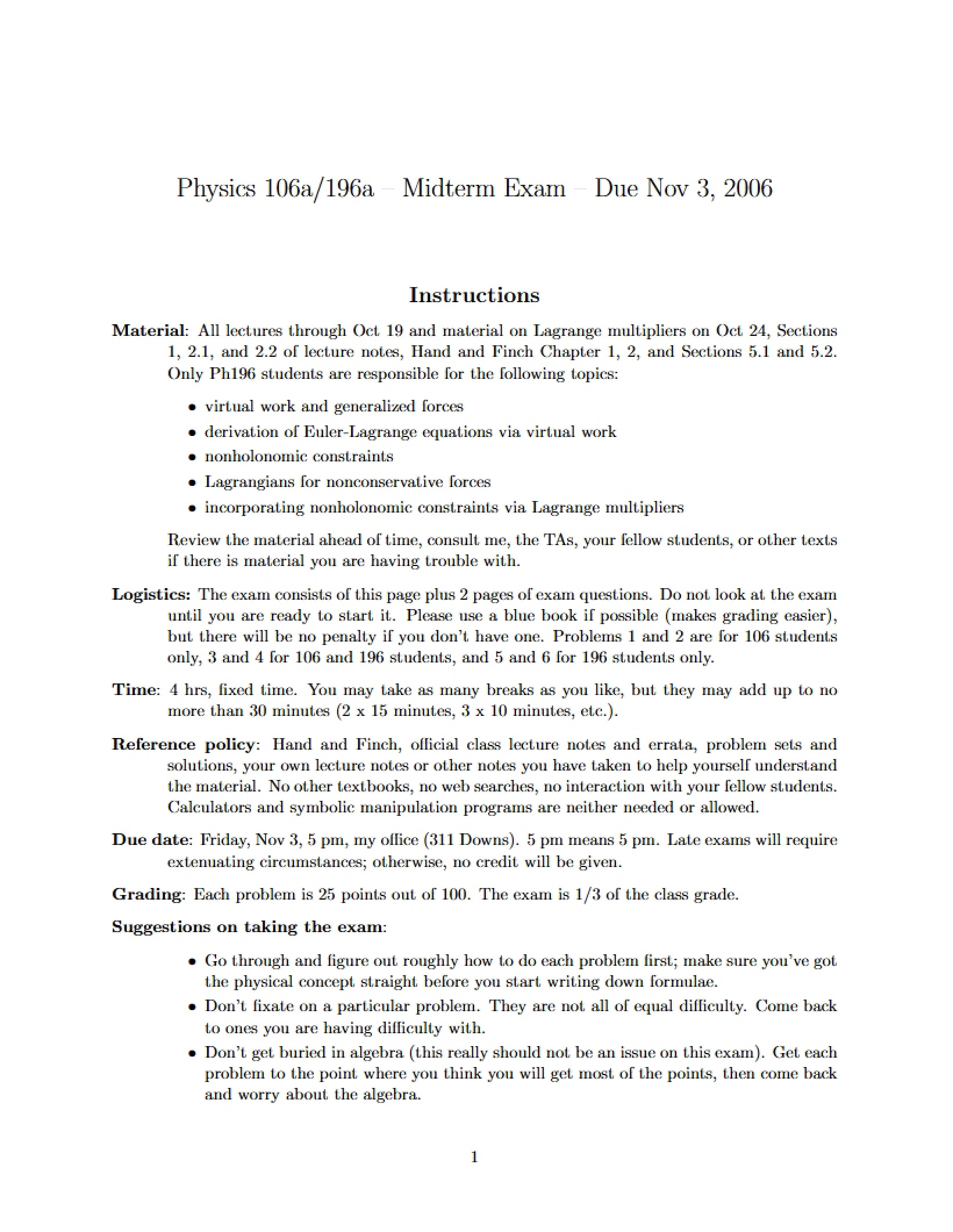 Classical Physics Midterm Assessment