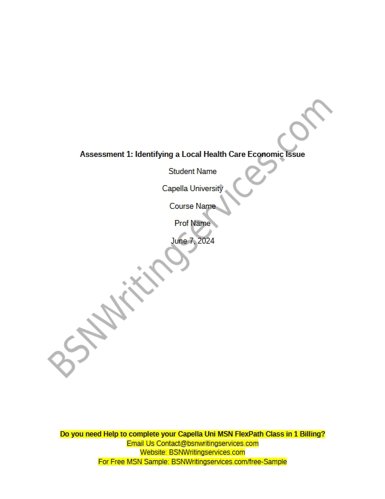 Local Health Care Economic Issues Identification (Assessment 1)
