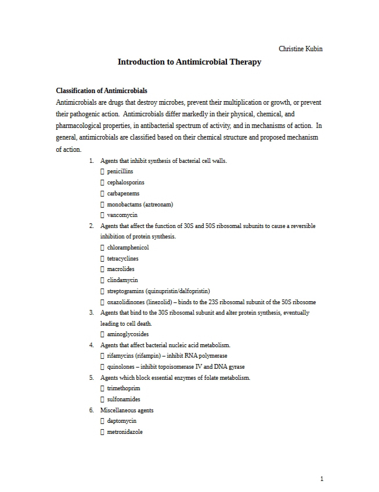 Therapy Introduction Antimicrobial