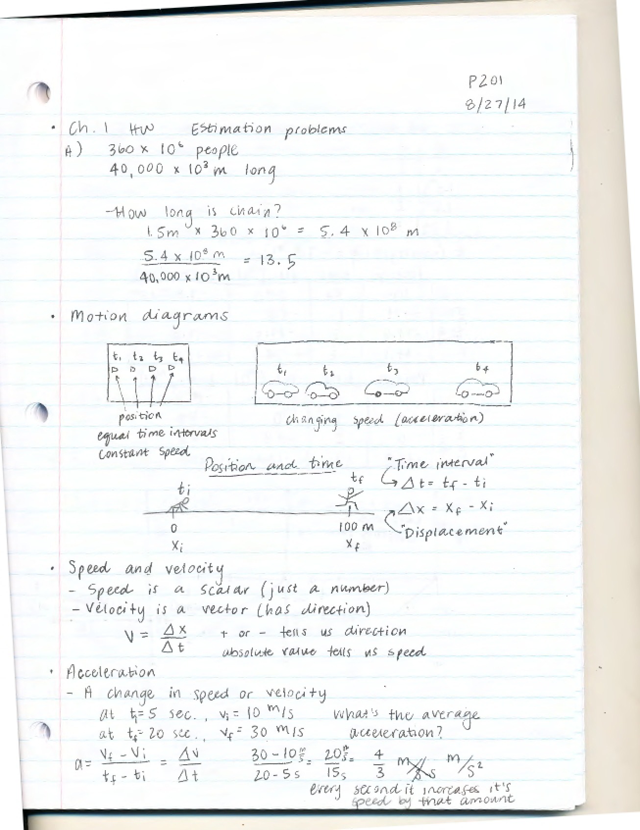 Motion Diagrams and Estimation