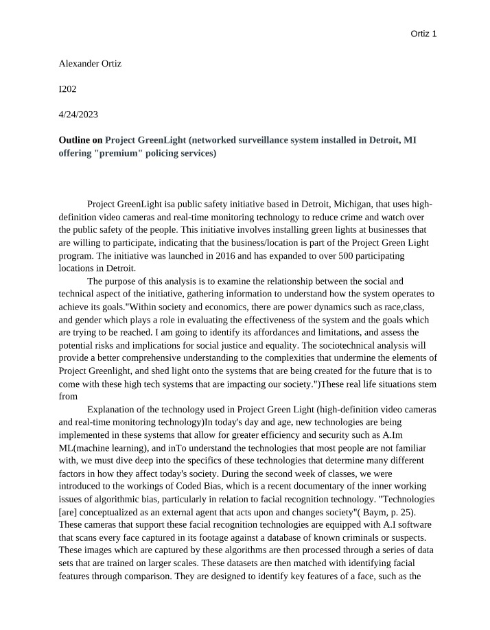 Project GreenLight - A Sociotechnical Analysis