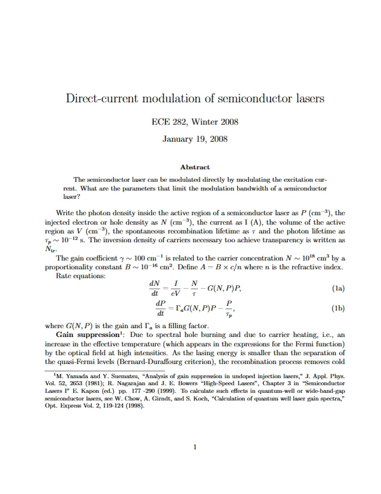 Semiconductor Laser Modulation (Direct-current)