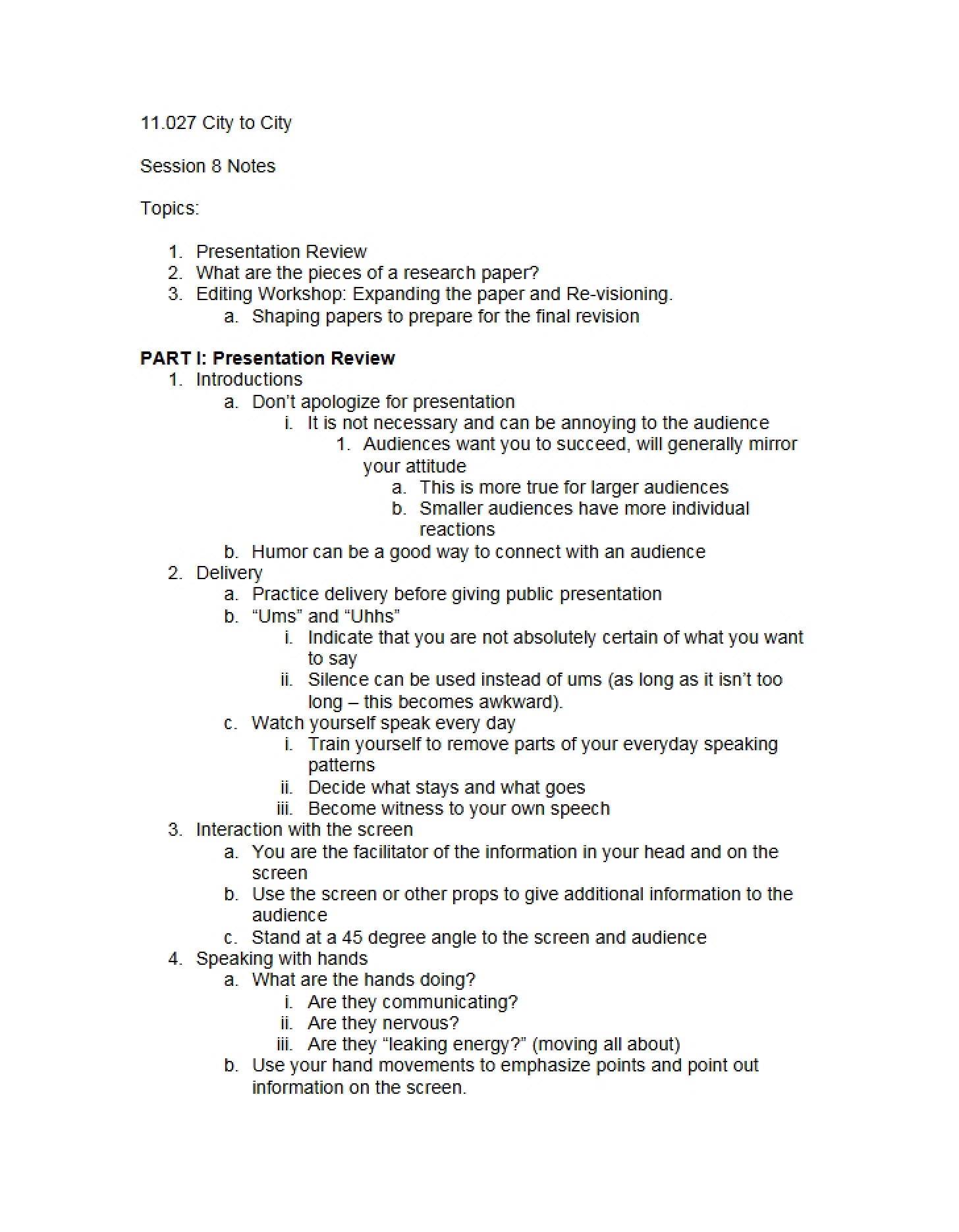 Notes for Lectures