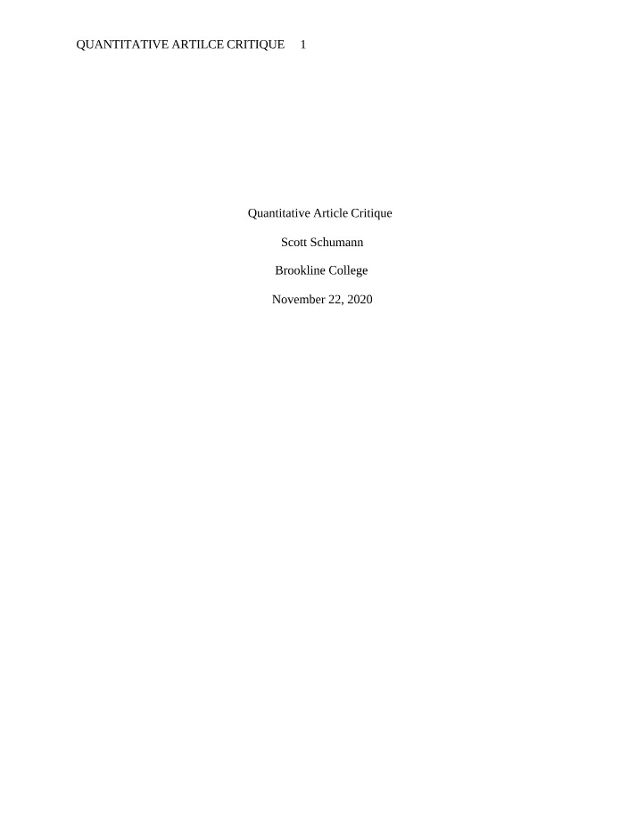 Quantitative Research Critique