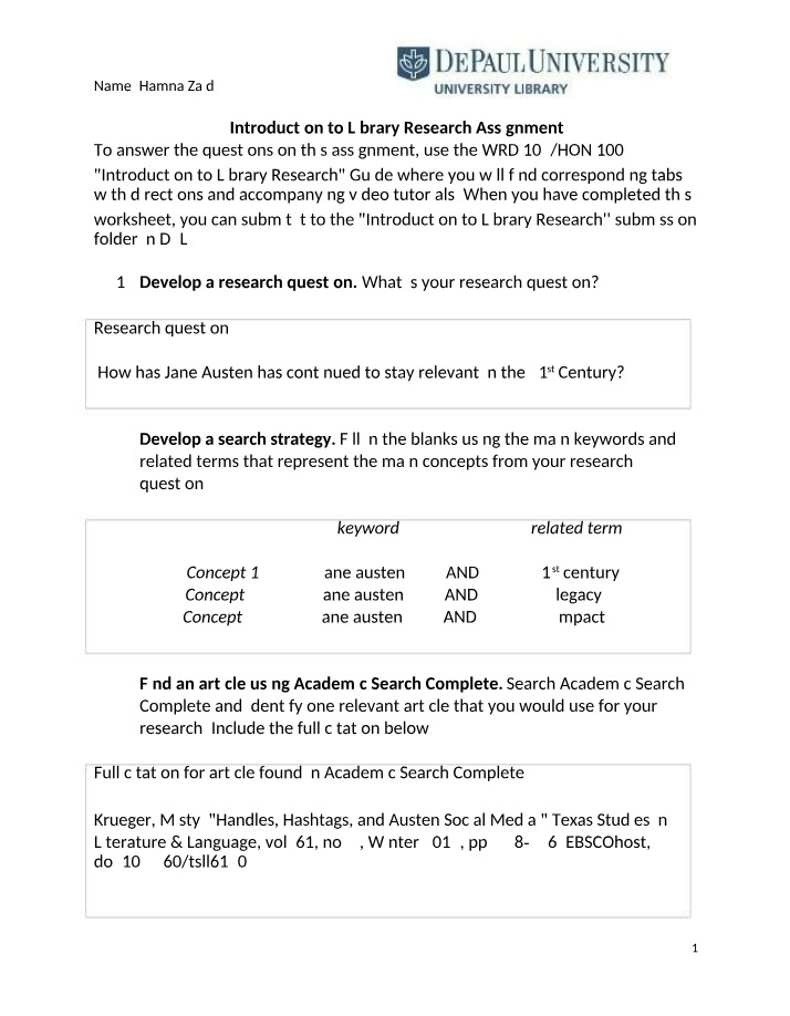 Library Research Assignment Part 1