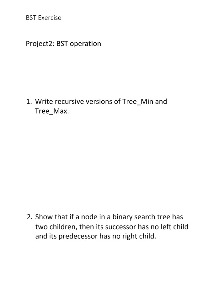 Exercises for Recursive BST Operations