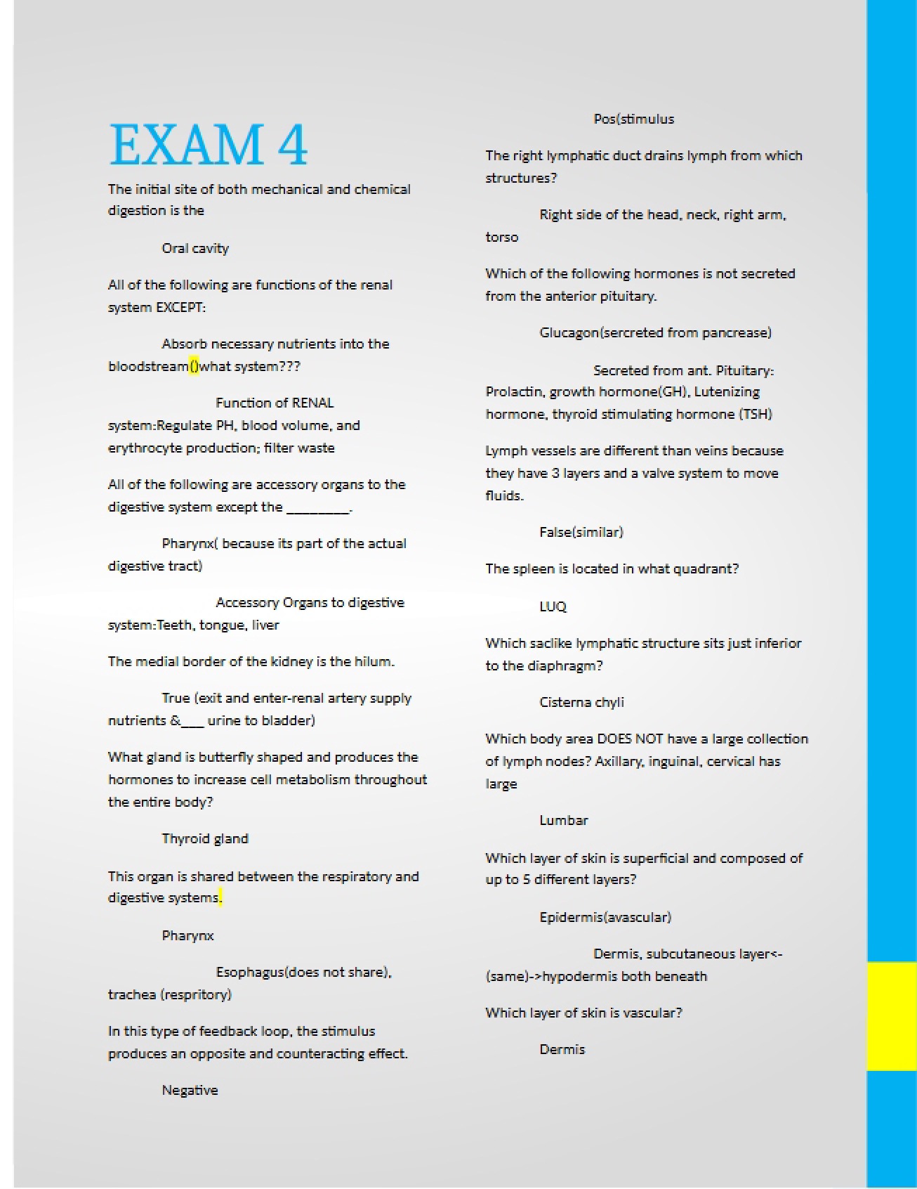 Preparation Guide for Exam Four