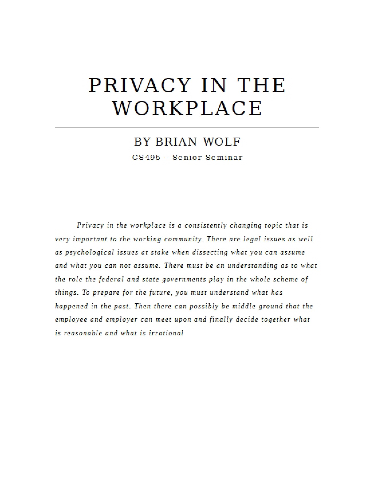 Workplace Privacy
