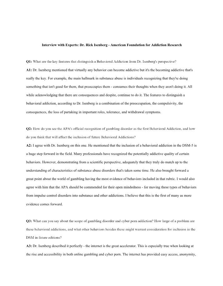 Behavioral Addictions Insights Part 1