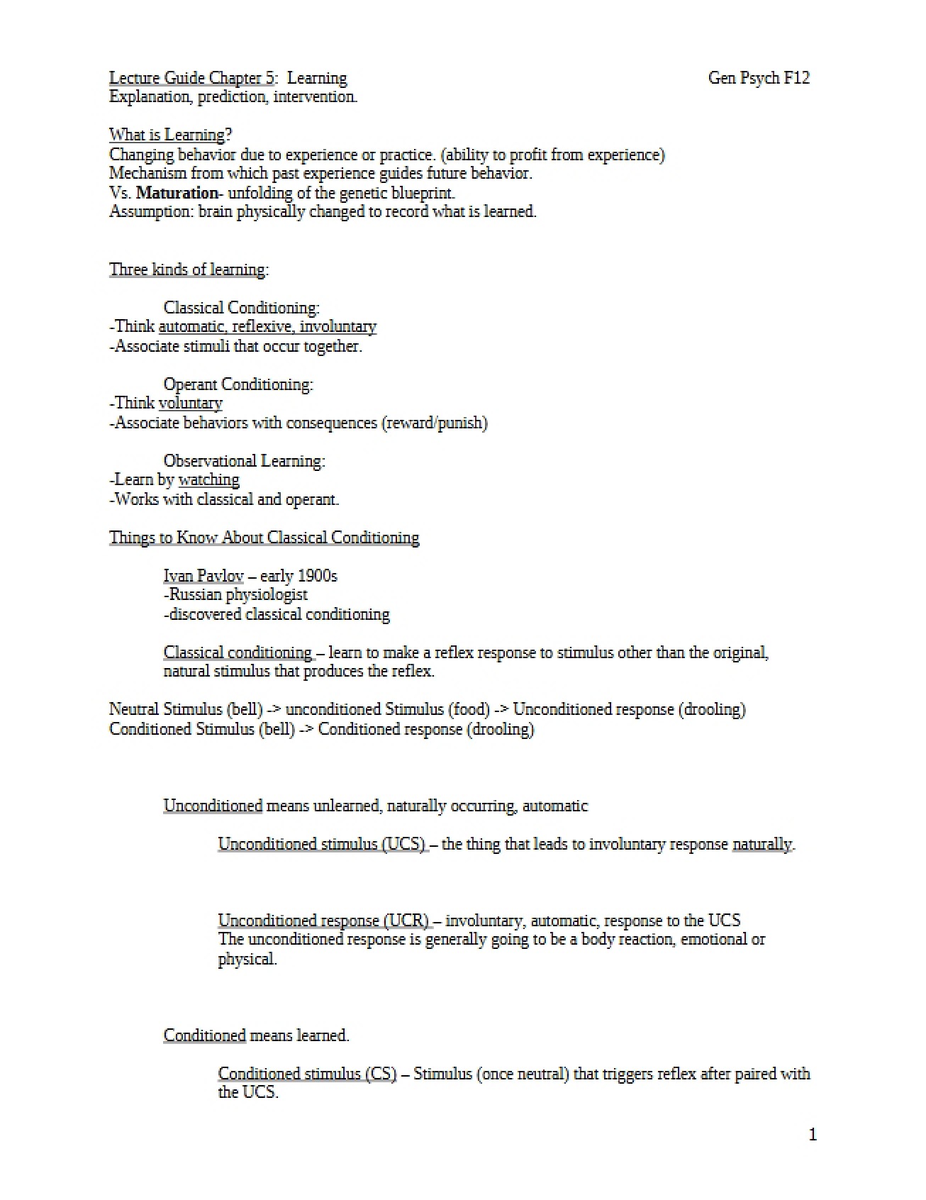 Lecture Guide for Learning (Ch 5)